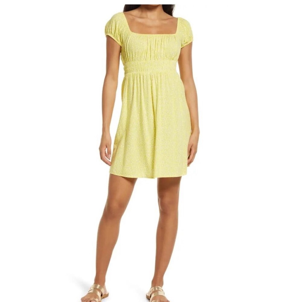 Billabong Yellow Wildflower Lightweight Flowy Minidress Mini 10 M